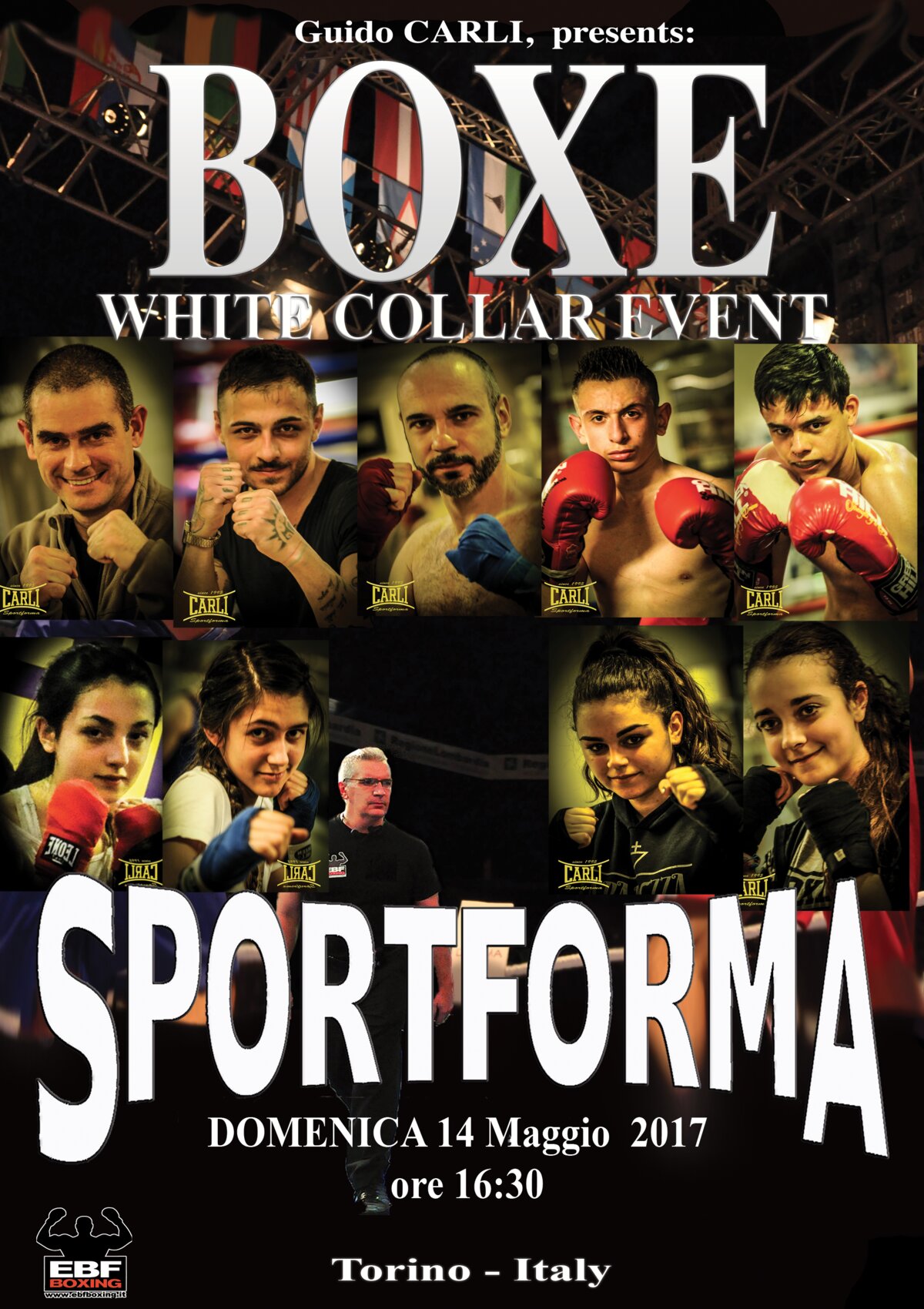 Locandina del Boxe White Collar Event, Sportforma, Torino, 14 maggio 2017