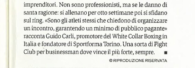 Ritaglio di Panorama del 30 settembre 2015 con le parole di Guido Carli sul White Collar Boxing
