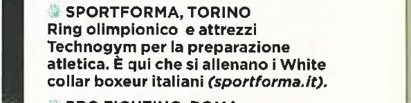 Riquadro di Panorama dedicato alla Sportforma di Torino